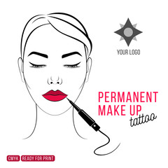 Tattoo permanent makeup. Beauty salon template