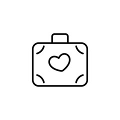Suitcase icon with heart sign isolated on white background. Honeymoon symbol modern, simple, vector, icon for website design, mobile app, ui. Vector Illustration