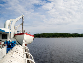 Lifeboats aboard a cruise ship