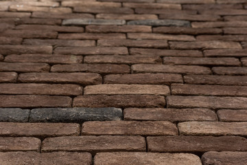 Texture of vintage red brick wall, soft focus