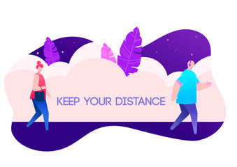 Vector illustration of social distancing concept