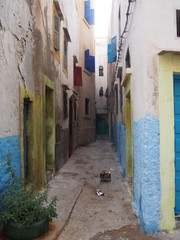 Narrow alleys of a port city, Essaouira, Morocco