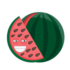Cartoon character watermelon on a white isolated background. Vector image
