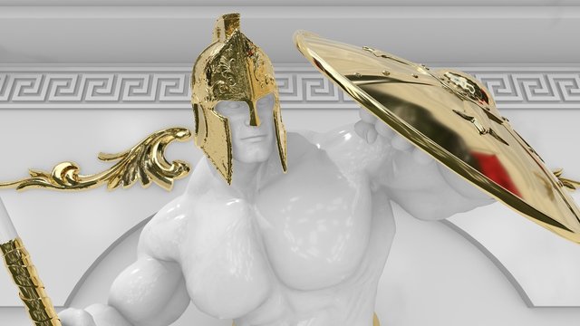 3D Spartan (4d Cinema) In Carrara Marble Adorned In Gold