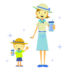 熱中症対策　お母さんと子ども