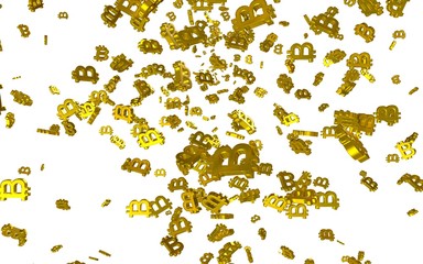 Digital currency symbol Bitcoin on a white background. Fall of bitcoin. crypto currency graph on virtual screen. Business, Finance and technology concept. 3D illustration