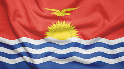 Kiribati flag with fabric texture