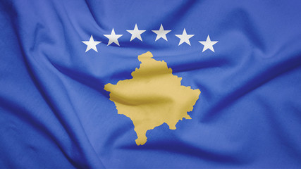 Kosovo flag with fabric texture