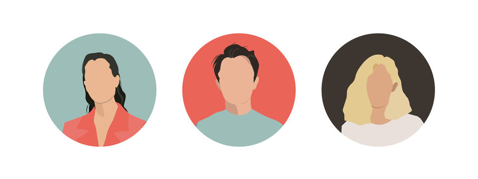 characters face, vector human faces, user profile	