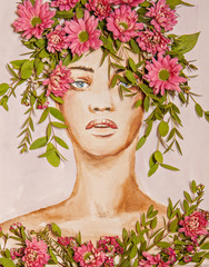 Fototapeta na wymiar Woman in flower wreath