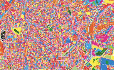 Goiania, Brazil, colorful vector map