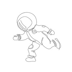 Fototapeta premium Astronaut runs in space. Astronomy. One line drawing.