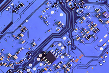 Electronic circuit board close up.	