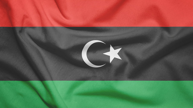 Libya flag with fabric texture