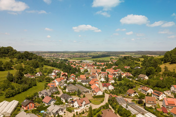 Fototapeta na wymiar Aerial view of Lautern in Heubach, Germany in summer