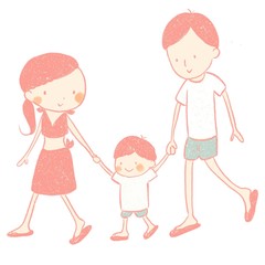 Illustration of family, parents and boy
