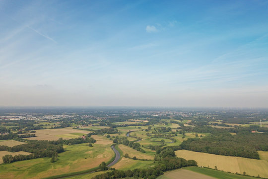 Aerial view of Munsterland landscape in Germany