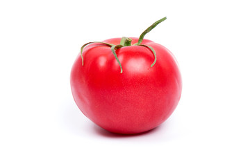 Red fresh tomato isolated on white background in close-up
