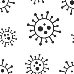 Vector seamless virus pattern. Cartoon black and white cell design. Artistic endless bacteria background. Coronavirus, covid-19, ncov simple print
