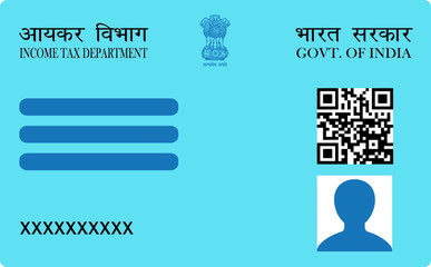 Dummy Pan card, unique identity document for Indian citizen issued by Government of India. Vector