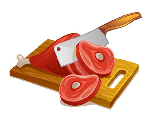 Meat cutting on a white background