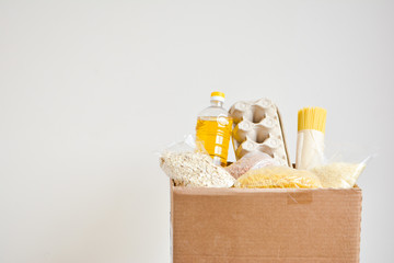 Food delivery, donation box, food box. Long-term storage products. Food supplies for the period of...