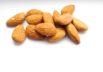 almonds on white background