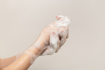 washing female hands