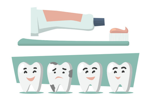 Cartoons draw your teeth and brush your teeth. Health care concepts are vector images or illustrations that can be used for various designs and media.