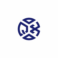 QX monogram logo with abstract shapes in modern style
