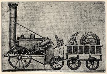 The first steam locomotive - Rocket was built by the pioneering railway engineers George and Robert Stephenson. Publication of the book 