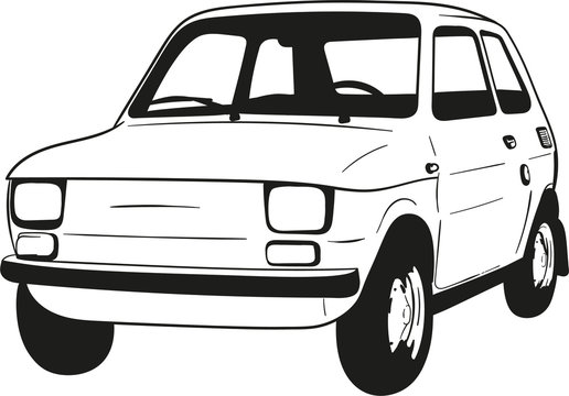 cartoon car, cartoon polish car classic,historic,drawing