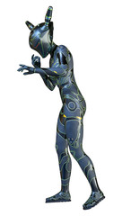 3D Rendering Space Super Woman on White