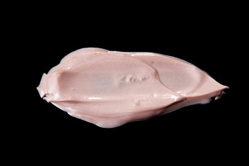 Pearl Foundation Cream Stroke and Texture on Black Background.