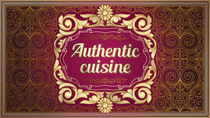 Golden ornate decorative vintage label