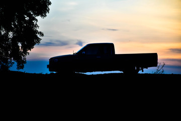 silhouette of a truck