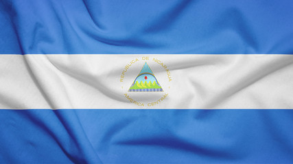 Nicaragua flag with fabric texture