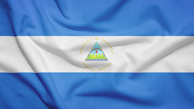 Nicaragua flag with fabric texture - Powered by Adobe