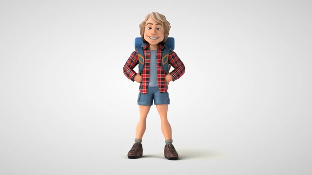 Fun cartoon backpacker