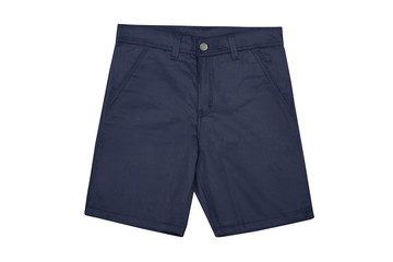 Navy shorts isolated on the white background. Dark Blue Short Pants.