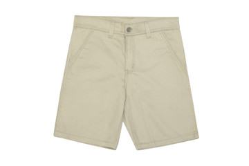 Beige shorts isolated on the white background. Khaki Short Pants.