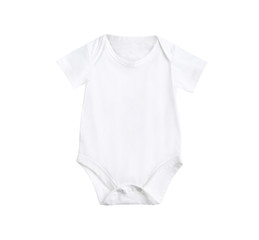 White baby onesie isolated on white background , Baby clothes, children's clothing, newborn