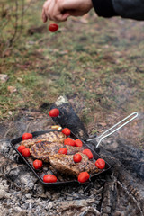 grilled meat on the barbecue