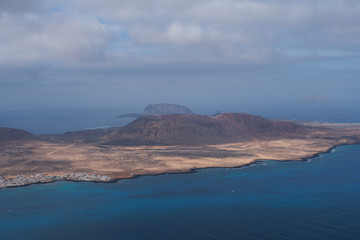 View of La Graciosa island from Lanzarote island. Canary islands, Spain, October 2019