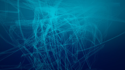 High tech blue wave dark background. Abstract technology big data digital background. 3d rendering.