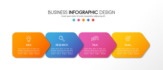 3d infographic template with 4 steps. Vector