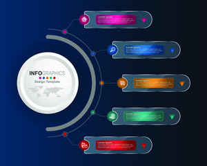 Business process timeline infographics 6 steps.