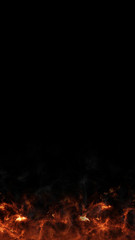 Red Fire Flames Burning on Black Background