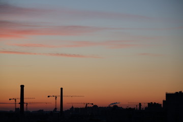 cityscape sunset in the city