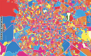 Feira de Santana, Brazil, colorful vector map